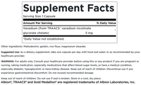 Vorschaubild für ein Etikett für Swanson Albion Vanadium Chelated - 5 mg 60 Kapseln ergänzen.